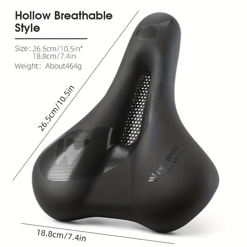 Mountain Bike Saddle Bike Parts Mountain Biking Ergonomic Bike Seat Durable - Black - Size L
