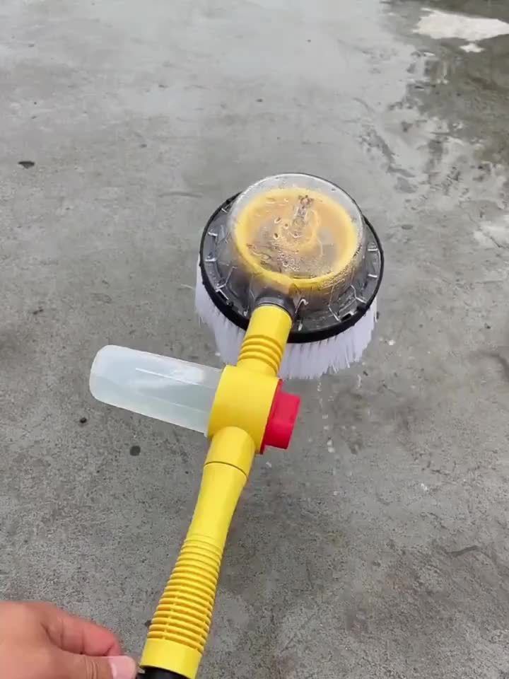Yellow Black automatic rotating car wash brush, integrated flushing car brush, high-quality car cleaning tool, efficient car washing supplies, soft bristle car wash brush, Australia