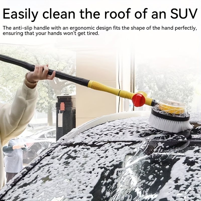 Yellow Black automatic rotating car wash brush, integrated flushing car brush, high-quality car cleaning tool, efficient car washing supplies, soft bristle car wash brush, Australia