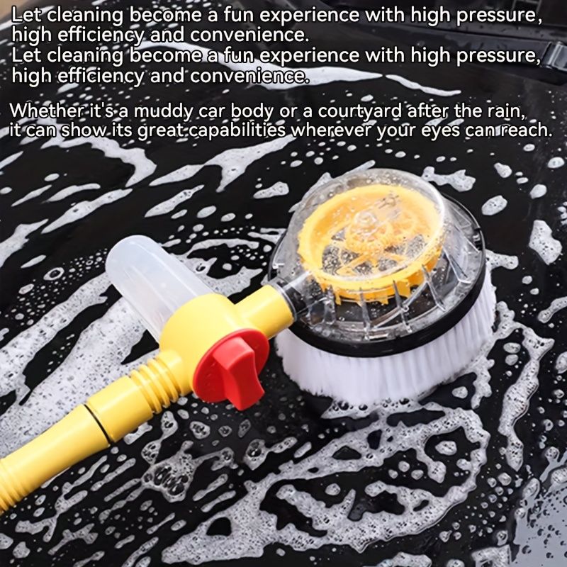 Yellow Black automatic rotating car wash brush, integrated flushing car brush, high-quality car cleaning tool, efficient car washing supplies, soft bristle car wash brush, Australia