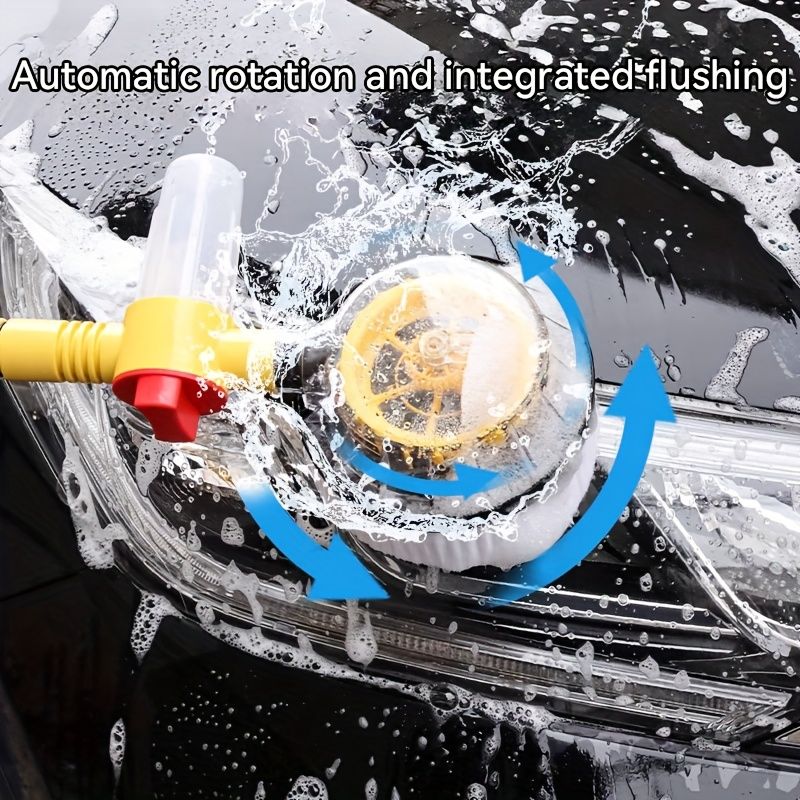 Yellow Black automatic rotating car wash brush, integrated flushing car brush, high-quality car cleaning tool, efficient car washing supplies, soft bristle car wash brush, Australia