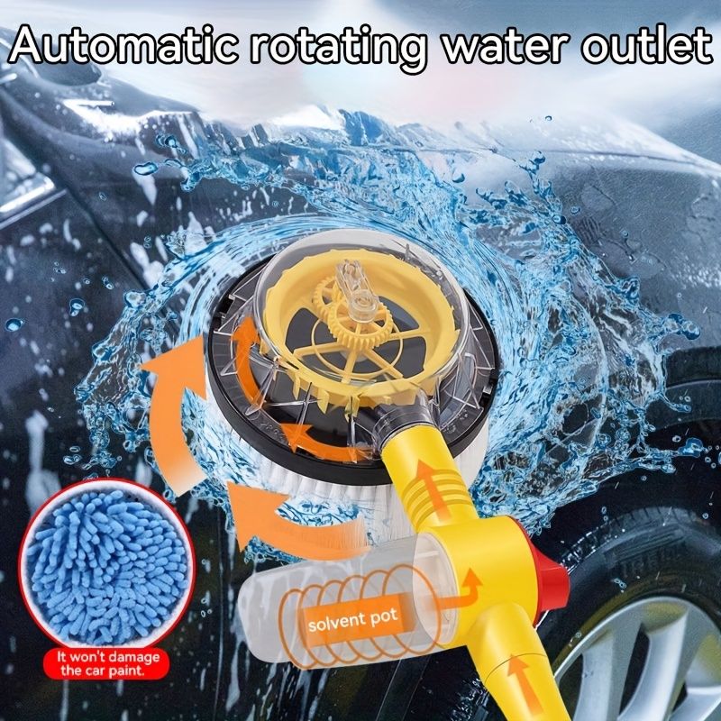 Yellow Black automatic rotating car wash brush, integrated flushing car brush, high-quality car cleaning tool, efficient car washing supplies, soft bristle car wash brush, Australia