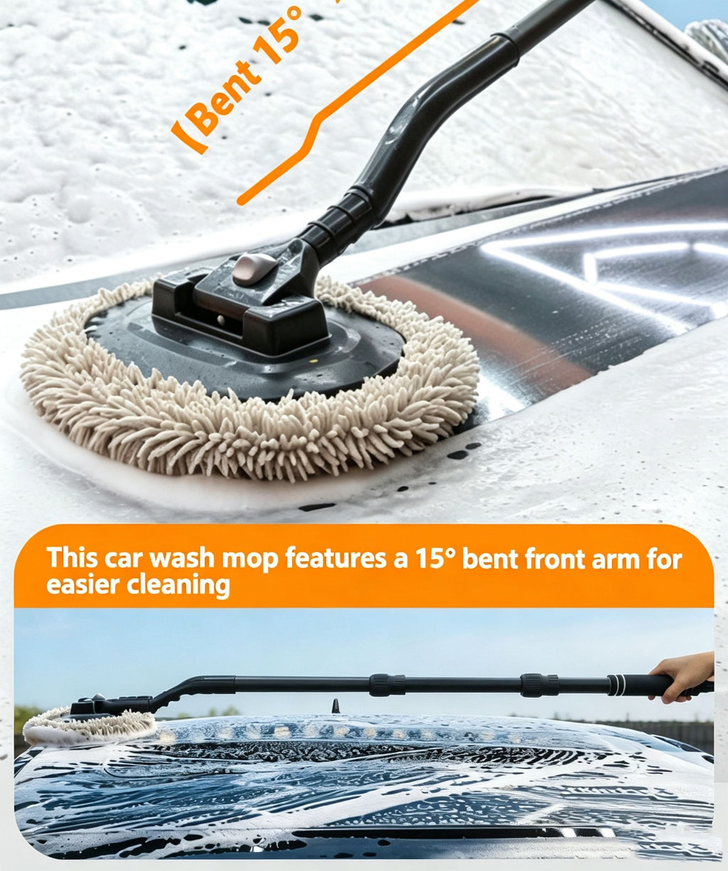 Three section telescopic bending rod does not damage the car paint, wiping and washing the car brush