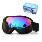Winter Double-Layer Anti-Fog Spherical Ski Goggles,Sand black+colorful pieces