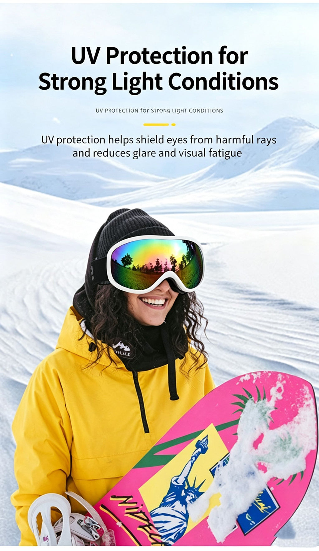 Winter Double-Layer Anti-Fog Spherical Ski Goggles,Sand black+colorful pieces