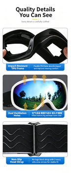 Winter Double-Layer Anti-Fog Spherical Ski Goggles,Sand black+orange plated shallow water sheet