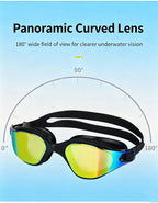 High definition silicone waterproof and anti fog adult swimming goggles,Light blue dazzling color