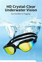 High definition silicone waterproof and anti fog adult swimming goggles,Orange-yellow