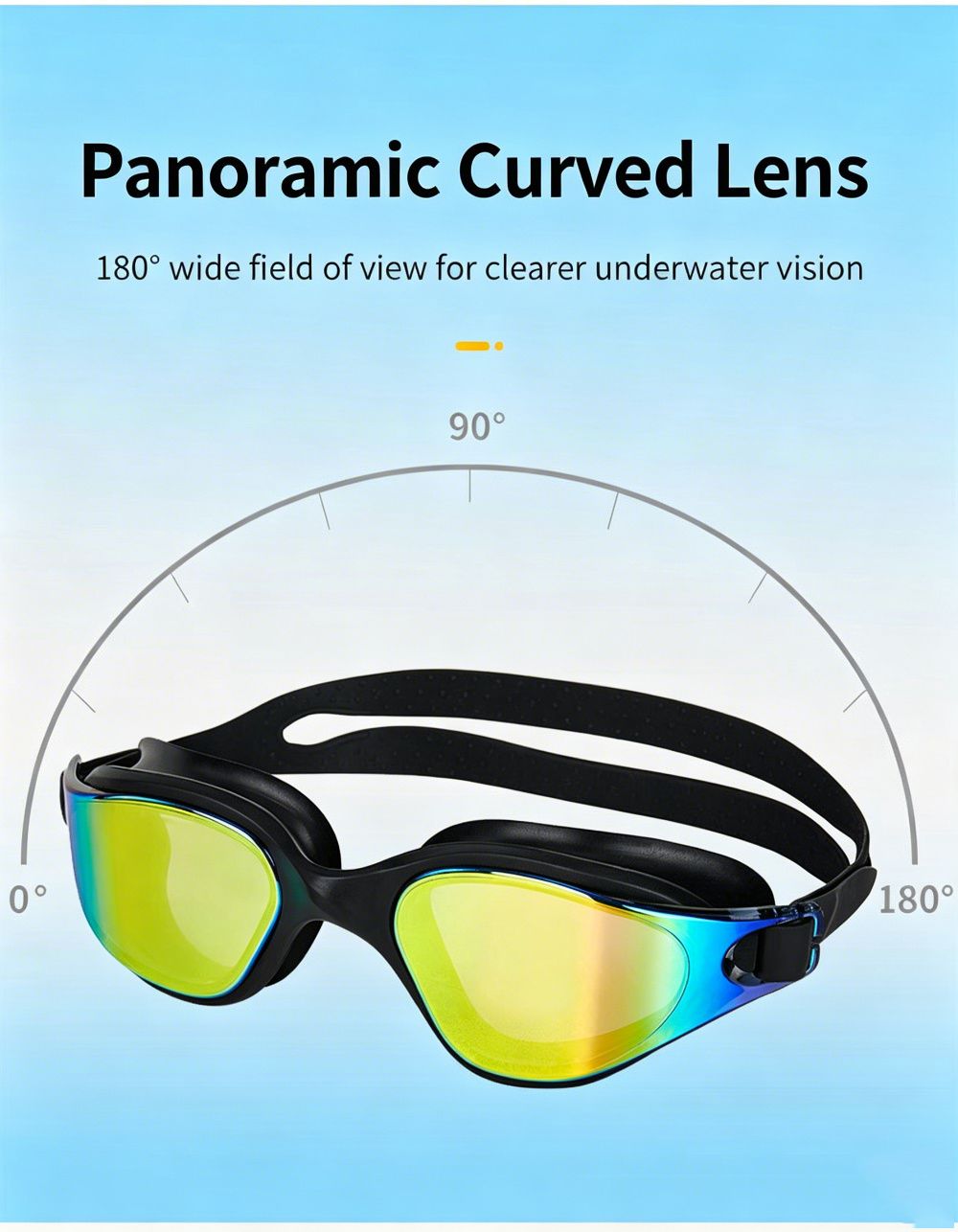 High definition silicone waterproof and anti fog adult swimming goggles,Orange-yellow