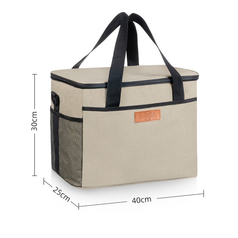 Thickened Oxford Canvas Waterproof Tote Bag for Outdoor Use - Beige Insulated Bag,Large