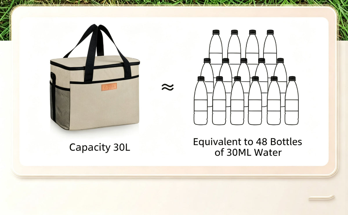 Thickened Oxford Canvas Waterproof Tote Bag for Outdoor Use - Beige Insulated Bag,Large
