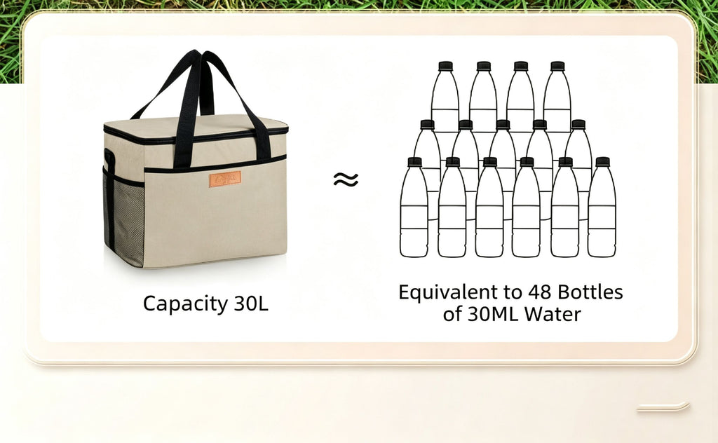Thickened Oxford Canvas Waterproof Tote Bag for Outdoor Use - Beige Insulated Bag,Medium