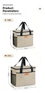 Thickened Oxford Canvas Waterproof Tote Bag for Outdoor Use - Beige Insulated Bag,Small