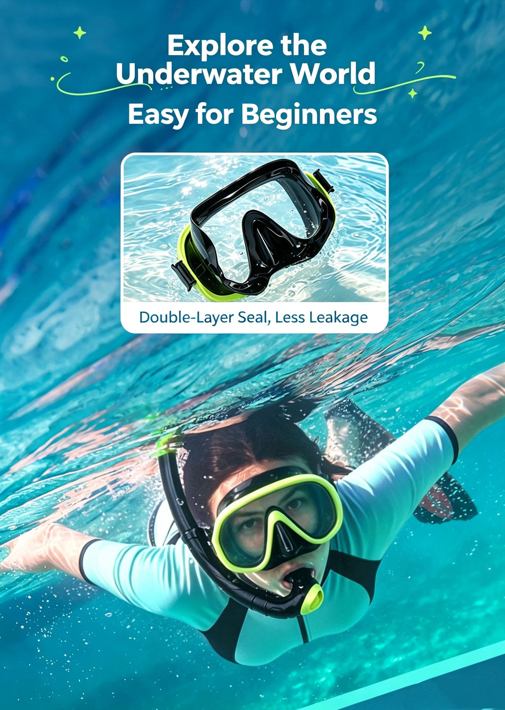 Outdoor Breathing Tube Glass Diving Set,black