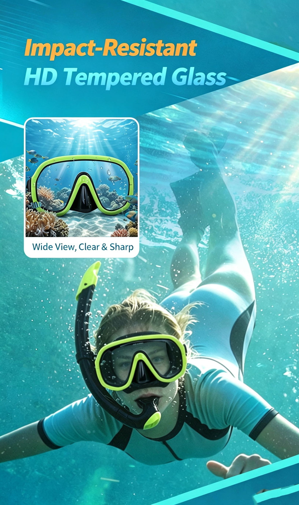 Outdoor Breathing Tube Glass Diving Set,black
