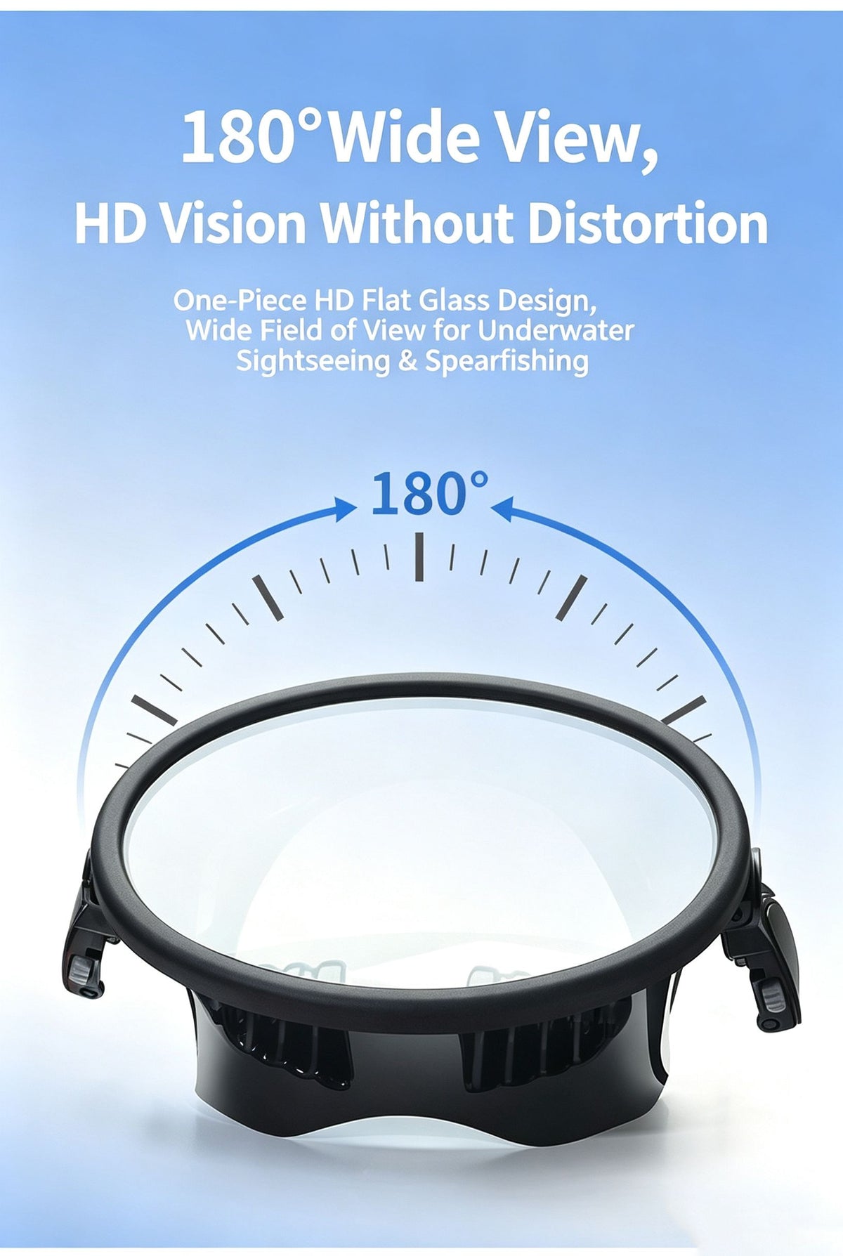 Panoramic silicone large field of view one-piece diving mirror