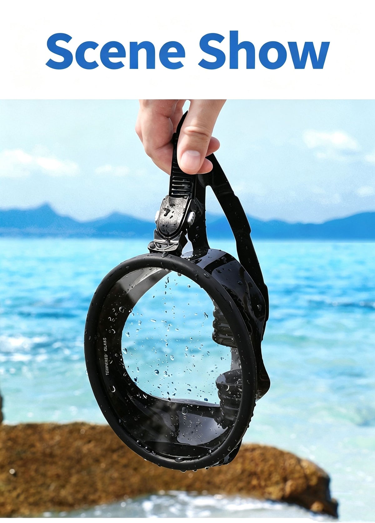 Panoramic silicone large field of view one-piece diving mirror