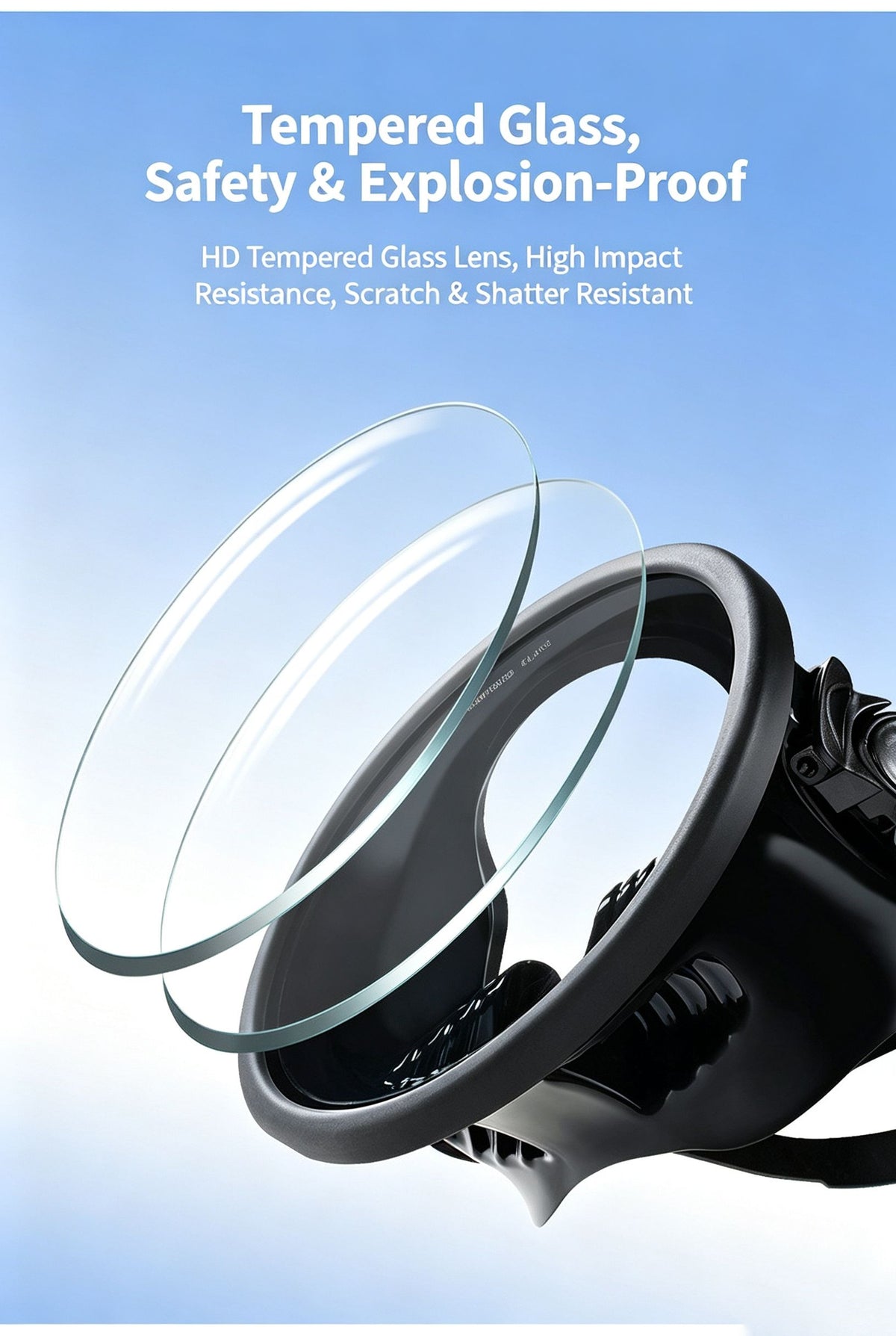 Panoramic silicone large field of view one-piece diving mirror