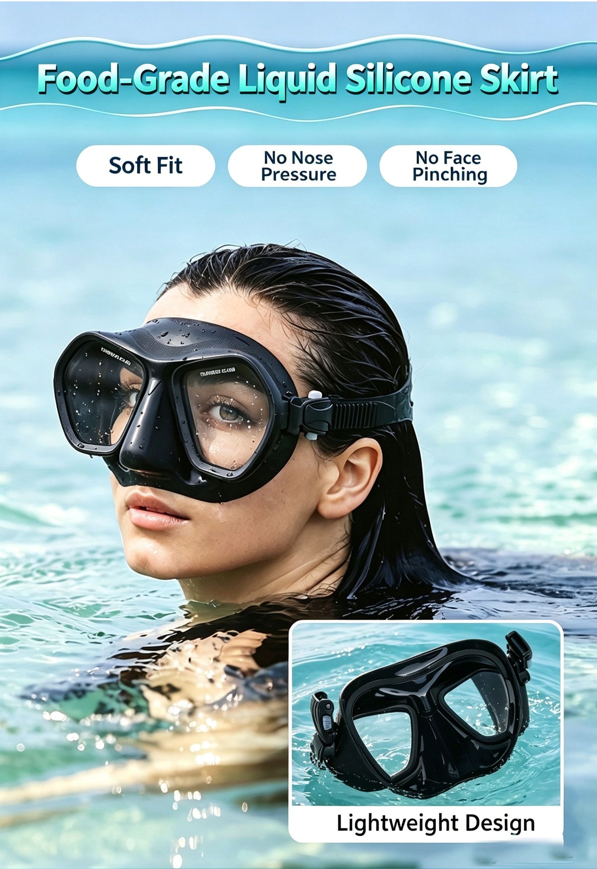 High definition tempered glass scuba diving low volume diving mirror,white