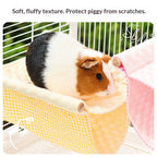 Double Layer Hanging Birds Nest Bed Tent with Warm Fleece, Bird Cage Stand Perch, Hideaway Cave Bed Accessories for Rat, Guinea Pig, Chinchilla (yellow)