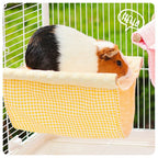 Double Layer Hanging Birds Nest Bed Tent with Warm Fleece, Bird Cage Stand Perch, Hideaway Cave Bed Accessories for Rat, Guinea Pig, Chinchilla (yellow)