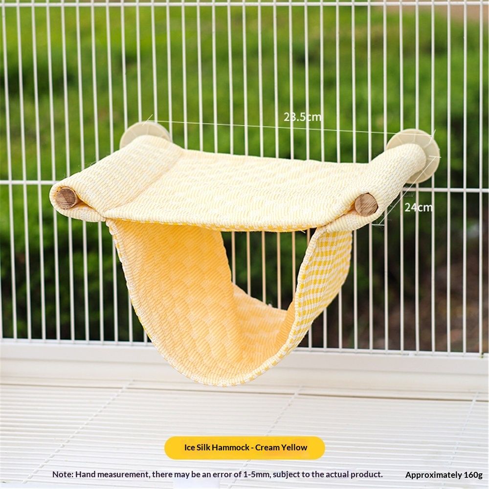 Double Layer Hanging Birds Nest Bed Tent with Warm Fleece, Bird Cage Stand Perch, Hideaway Cave Bed Accessories for Rat, Guinea Pig, Chinchilla (yellow)