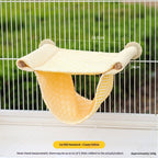 Double Layer Hanging Birds Nest Bed Tent with Warm Fleece, Bird Cage Stand Perch, Hideaway Cave Bed Accessories for Rat, Guinea Pig, Chinchilla (yellow)
