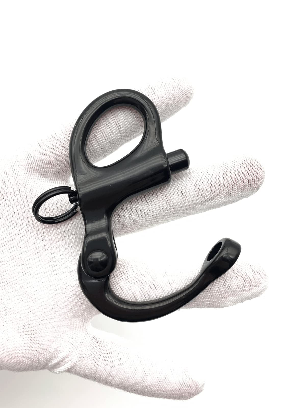 316 Black Fixed Spring Unhooking Hook Hand-Pull Quick-Release Unhooking Hook Sailing Hook Self-Locking Boat Hardware（52M）