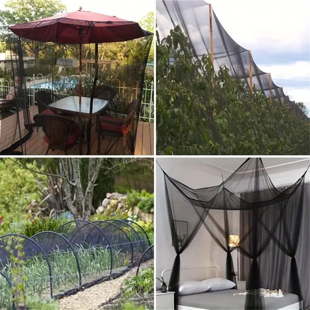 Mosquito Netting Garden Mesh Netting,Fly Bird Net Barrier Hunting Blind Plant Protecting Net, Black（2.4*6m）