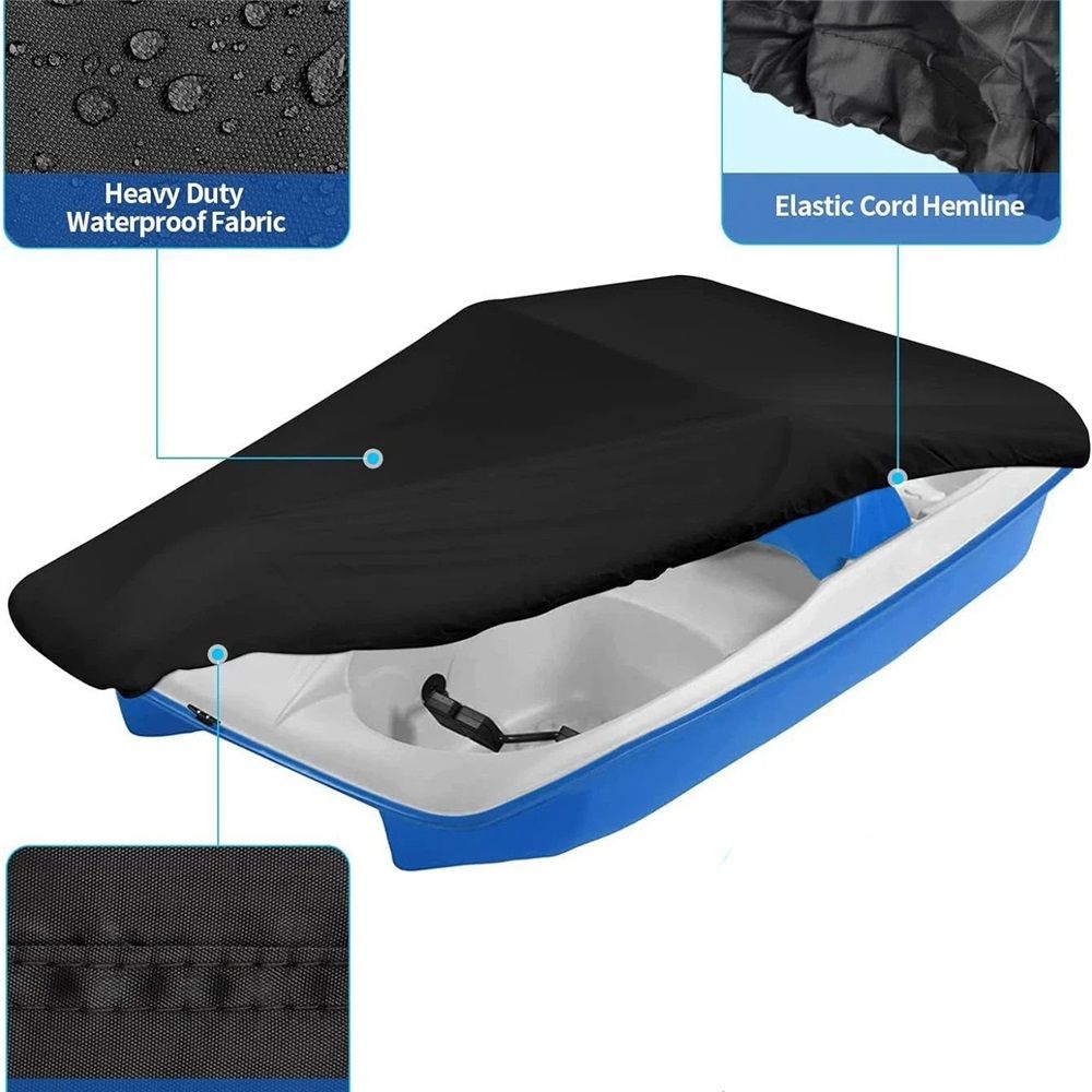 Pedal Boat Cover,Heavy Duty Waterproof & Anti-UV Paddle Boat Cover,210D Coated Oxford Fabric with Elastic Hem (286x122cm Black,Only cover)