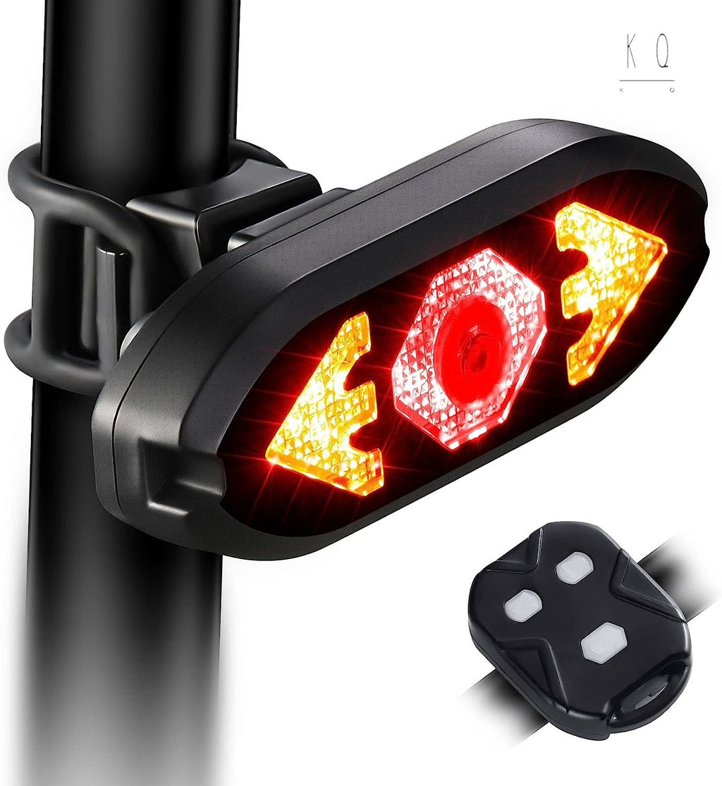 Smart Bike Tail Light with Turn Signals, USB Rechargeable Wireless Bicycle Turn Signal Lights, Remote Control Waterproof Rear Safety Warning Light for ebike Scooters