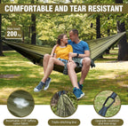 Camping Hammock with Mosquito Net, Lightweight Portable Double & Single Hammock Tent with 2 Tree Straps, Parachute Nylon Hammock for Outdoor Backpacking Beach Backyard Patio Hiking, Arm Green