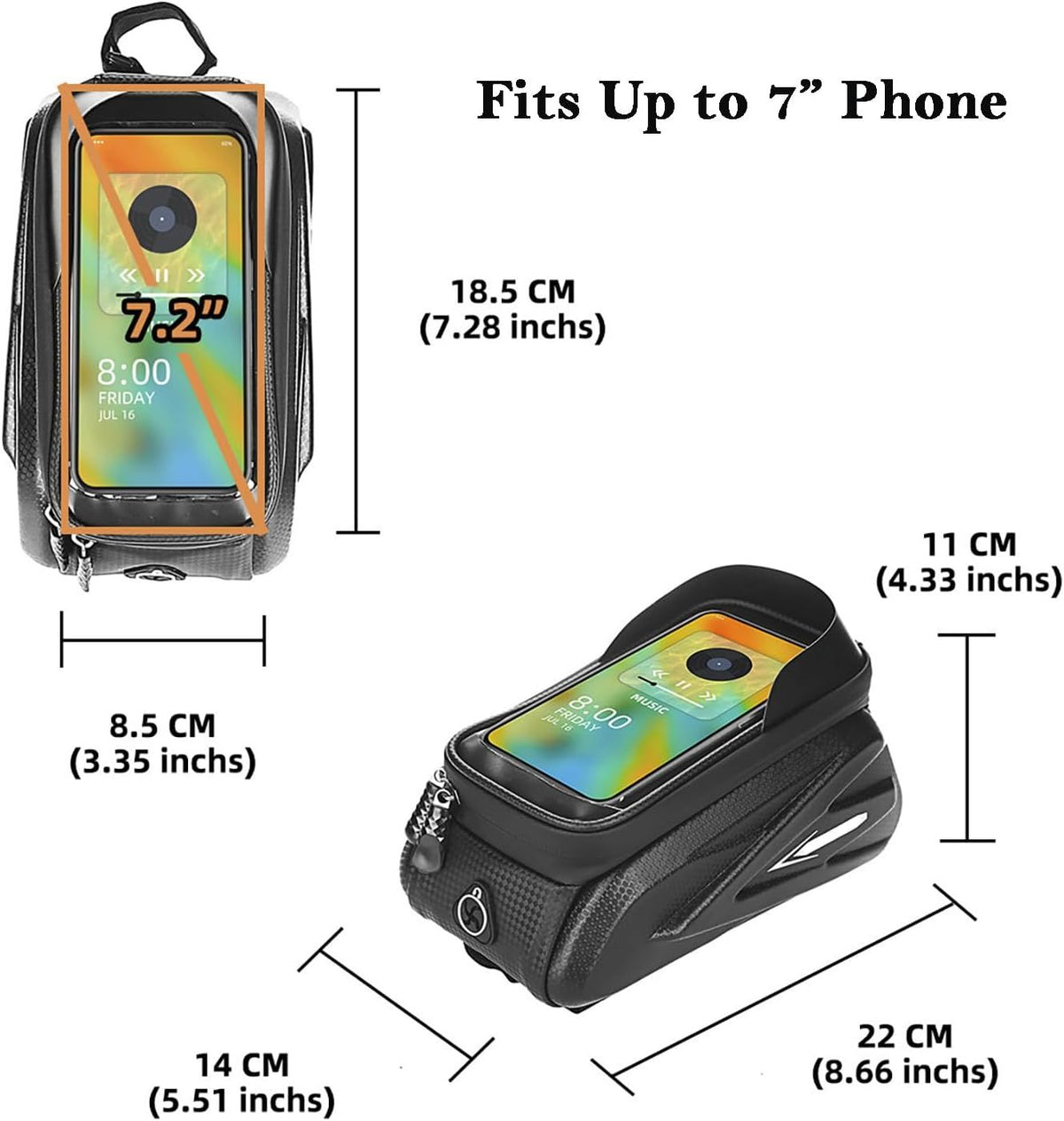 Bike Frame Bag, Mountain Bike Phone Holder Bag for Road and Mountain Bikes Cycling Storage Bags