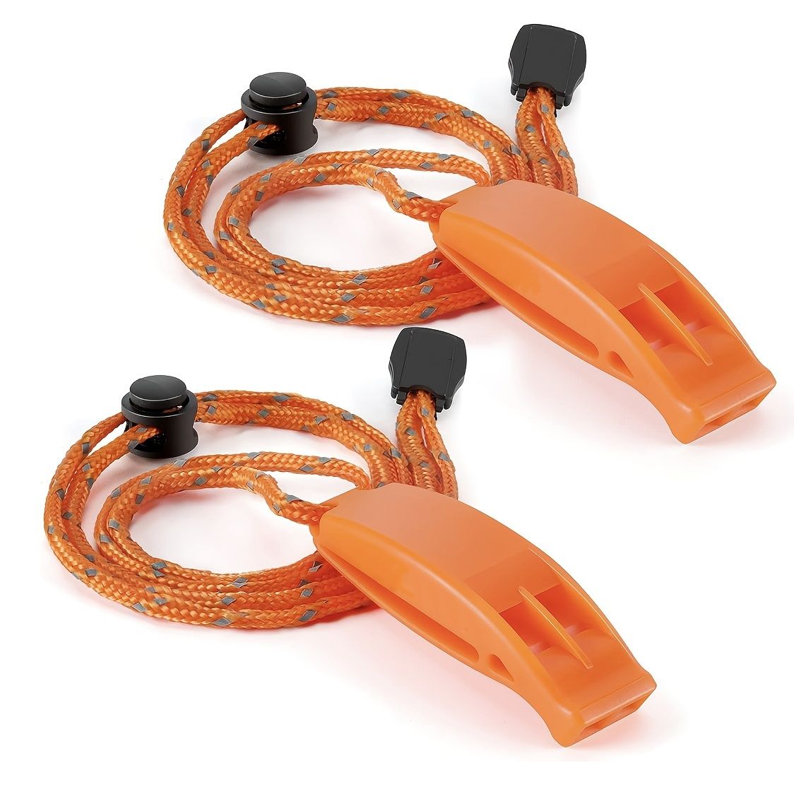 2pcs PP Material Dual-Chamber Emergency Whistle with Lanyard for Safety Camping, Hiking, Mountaineering, Hunting, Survival and Rescue Signaling Red