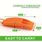 2pcs PP Material Dual-Chamber Emergency Whistle with Lanyard for Safety Camping, Hiking, Mountaineering, Hunting, Survival and Rescue Signaling Red