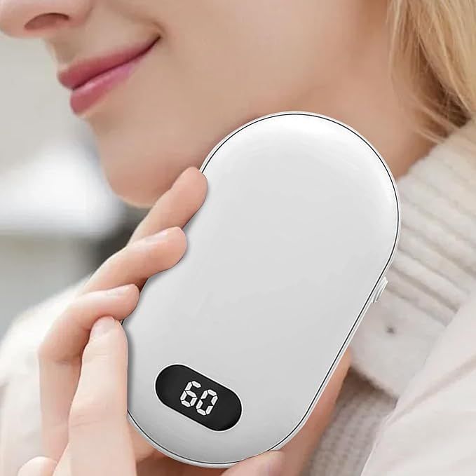 USB Pocket Hand Warmer, Portable Electric Hand Warmer, 10000mAh Rechargeable, for Outdoor Activities, Hunting, Golf, White