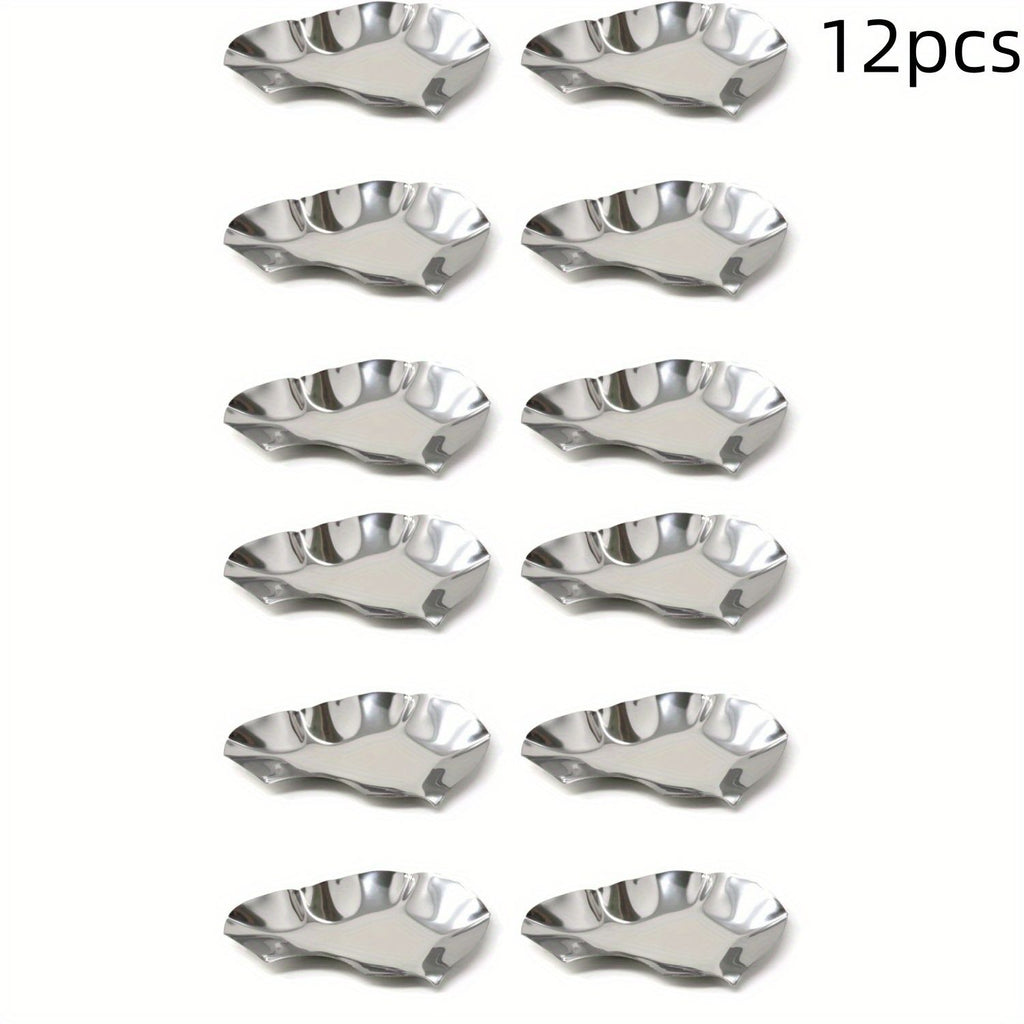 12pcs Stainless Steel Oyster Shells Reusable Food Shell Pans Clam Grilling Shells for Cooking Seafood Scallop Shrimp