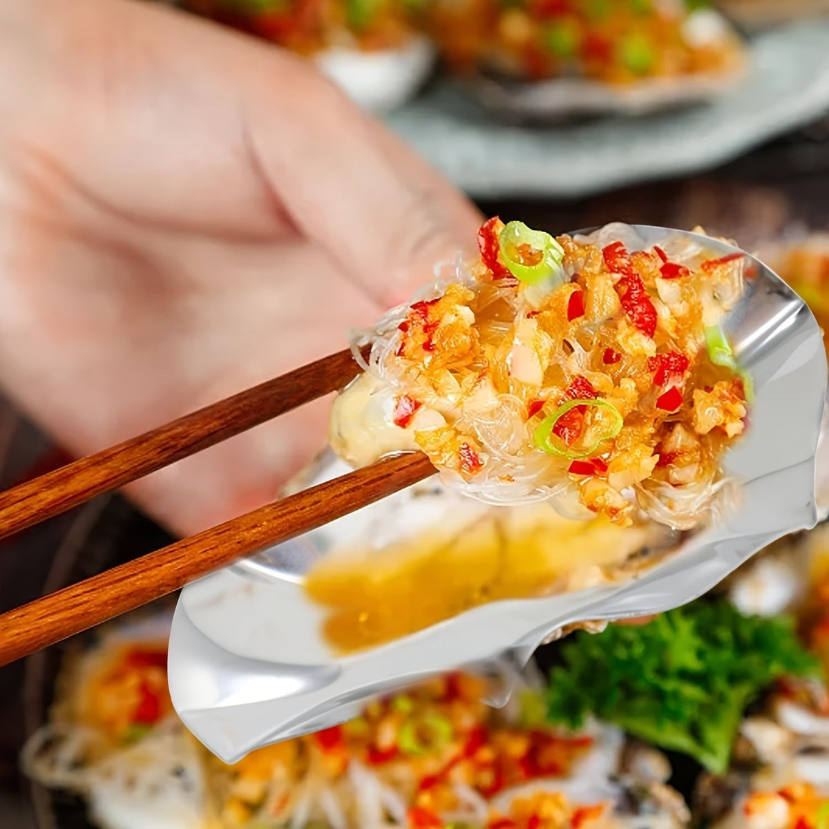 12pcs Stainless Steel Oyster Shells Reusable Food Shell Pans Clam Grilling Shells for Cooking Seafood Scallop Shrimp