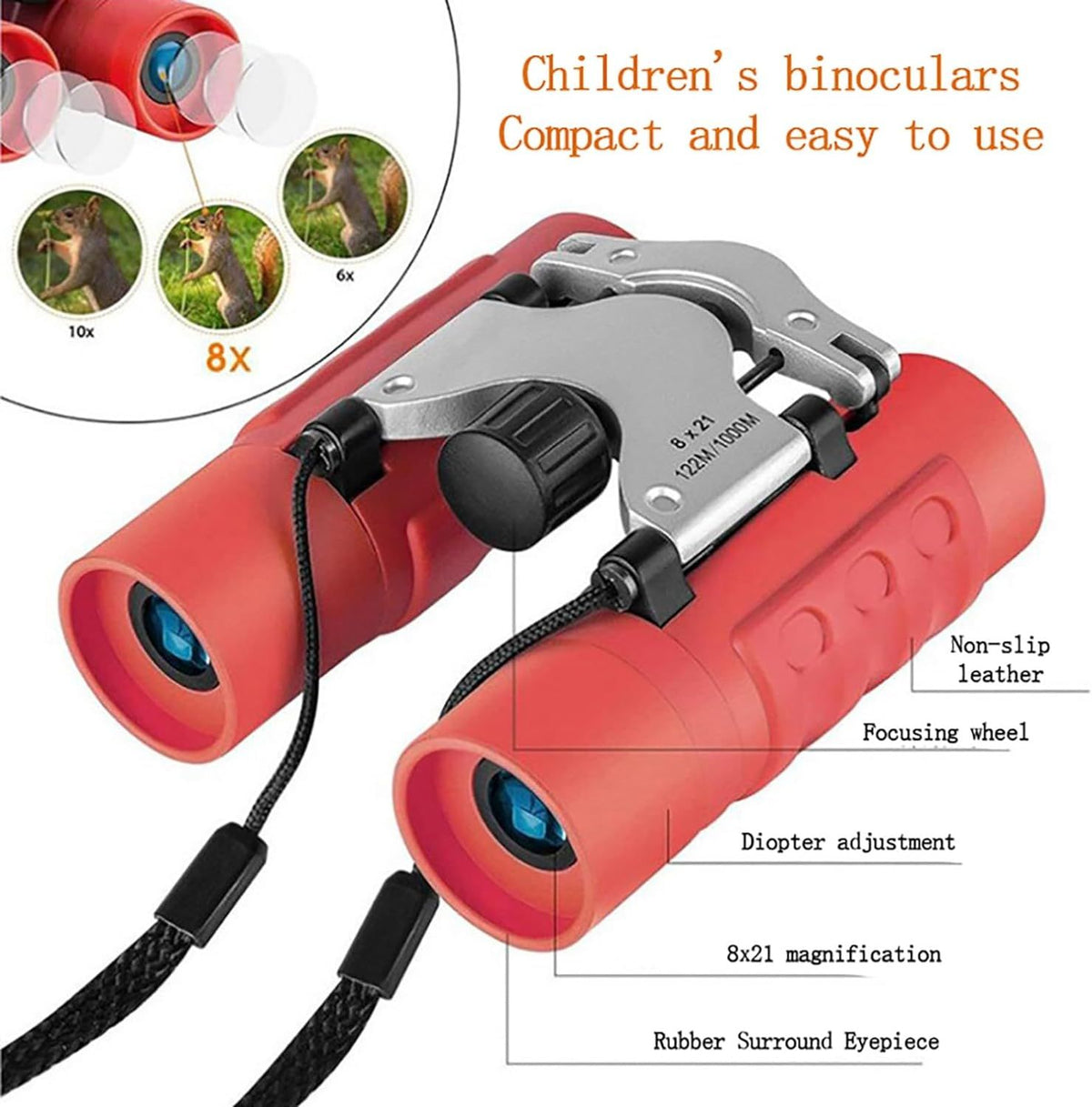 Binoculars for Kids Gifts for 3-12 Years Boys Girls 8x21 High-Resolution Optics Compact Toy Binocular for Bird Watching,Travel
