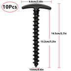 Tent Stakes 10 Pack Ground Anchors Tent Pegs,5.7in T Shape Spiral Ground Stakes,Camping Stakes for Tent Tarps Canopy Camping