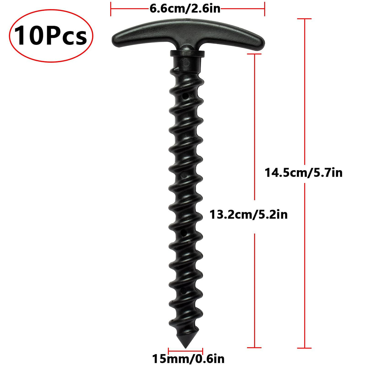 Tent Stakes 10 Pack Ground Anchors Tent Pegs,5.7in T Shape Spiral Ground Stakes,Camping Stakes for Tent Tarps Canopy Camping