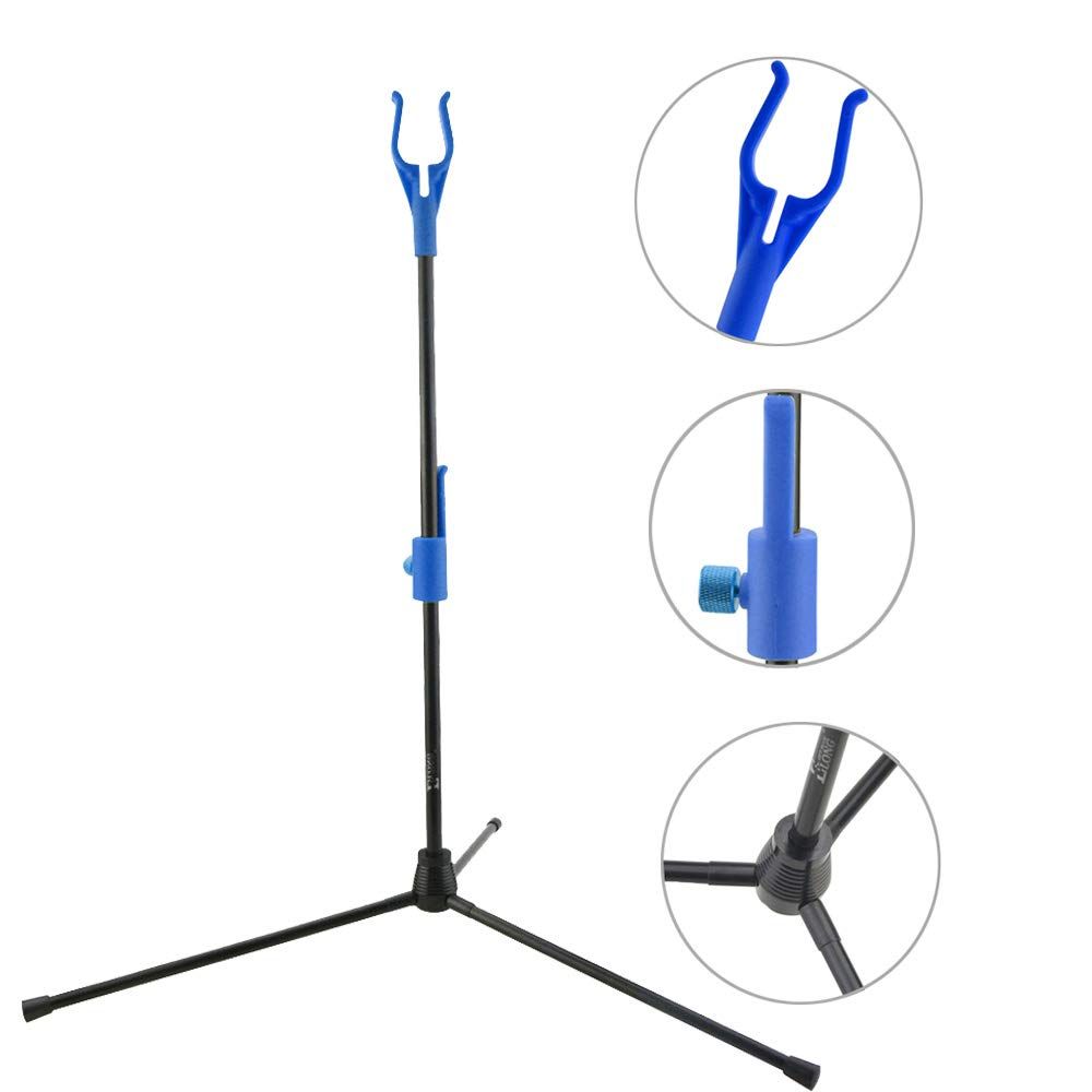 Archery Recurve Bow Stand Compound Bow Hanger ,Blue Bow Stand Archery Recurve Traditional Bows Stand Fiberglass Bow 17.5" Height