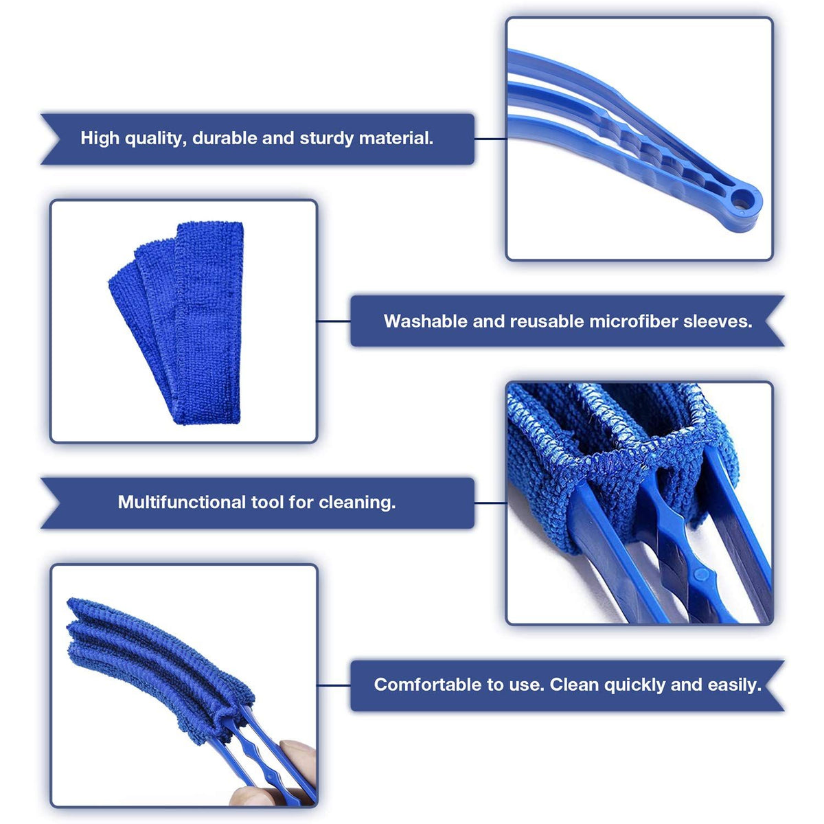 2 Pack Window Blind Cleaner Duster Tool with Microfiber Sleeves, Blind Cleaner Tools for Window Blinds, Shutter, Air Conditioner