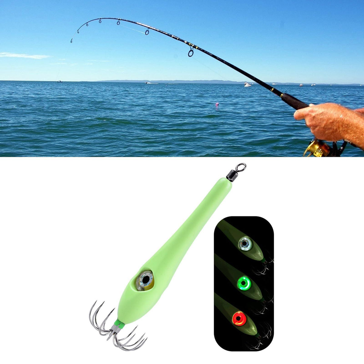 Luminous Head Squid Hook Umbrella Fishing Squid Shrimp Jig Fishing Baits Octopus Jigs Saltwater Luminous Fishing Lures Squid Jig Lures