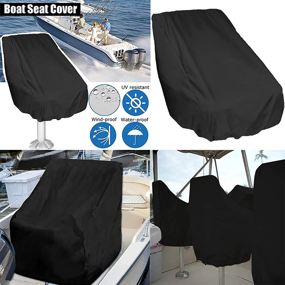 Boat Seat Cover Waterproof Marine Main Engine Speedboat Seat Dust Cover All Season Protection Pontoon  (Black, 22x24x25 in)