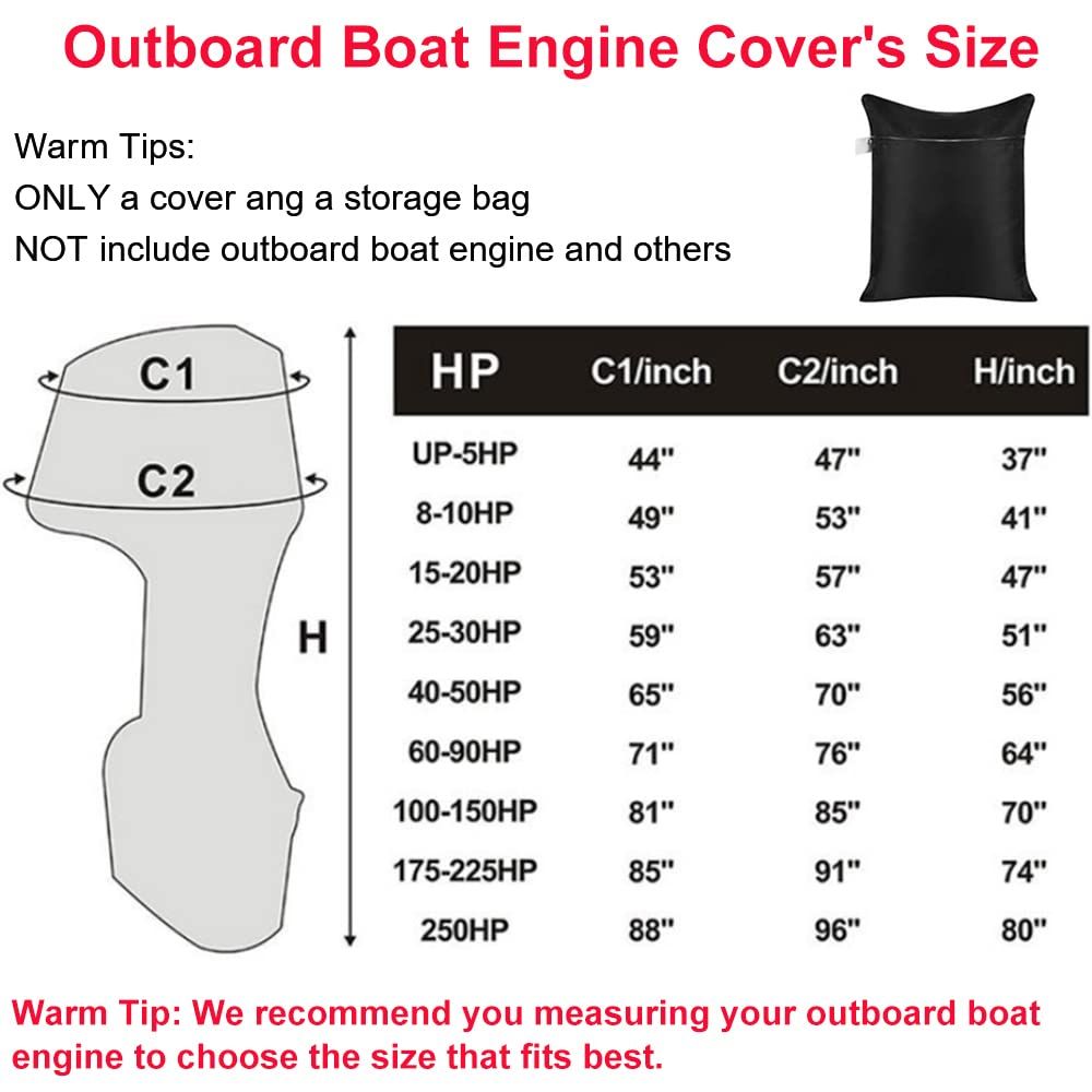 Outboard Boat Motor Cover Waterproof Boat Engine Cover Dust UV Motor Protector Covers (81x85x70 in for 100-150HP, Blue)