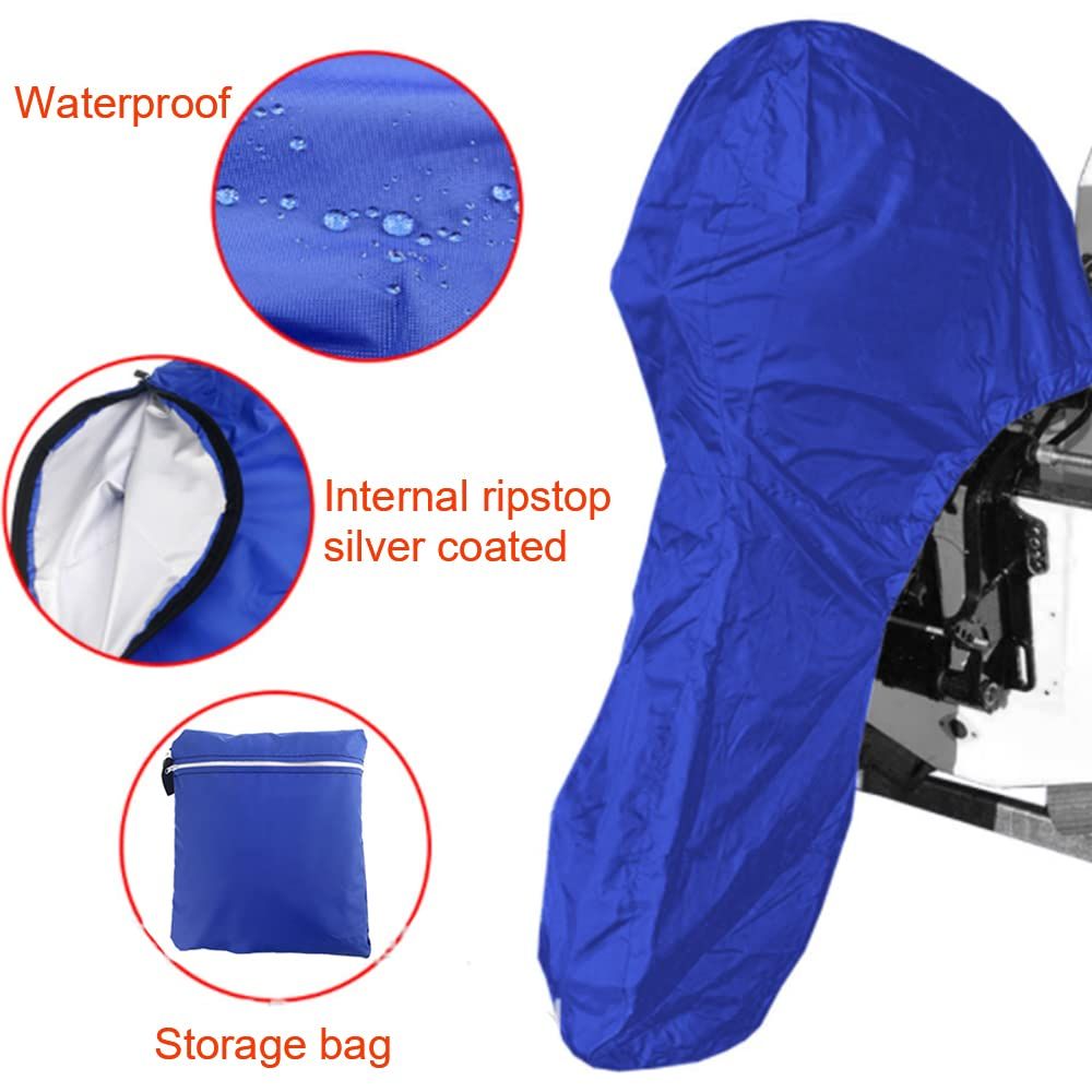 Outboard Boat Motor Cover Waterproof Boat Engine Cover Dust UV Motor Protector Covers (81x85x70 in for 100-150HP, Blue)