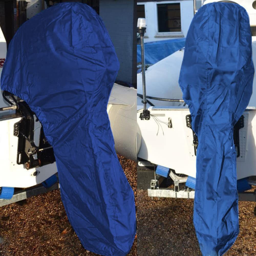 Outboard Boat Motor Cover Waterproof Boat Engine Cover Dust UV Motor Protector Covers (81x85x70 in for 100-150HP, Blue)