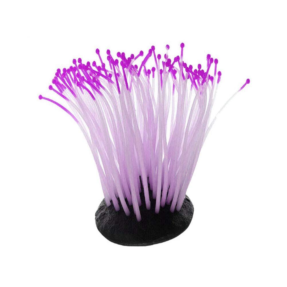 2 PCS Artificial Soft Sea Anemone Coral Plant for Aquarium Fish Tank Decoration Silicone Aquarium Ornament, Blue,Purple