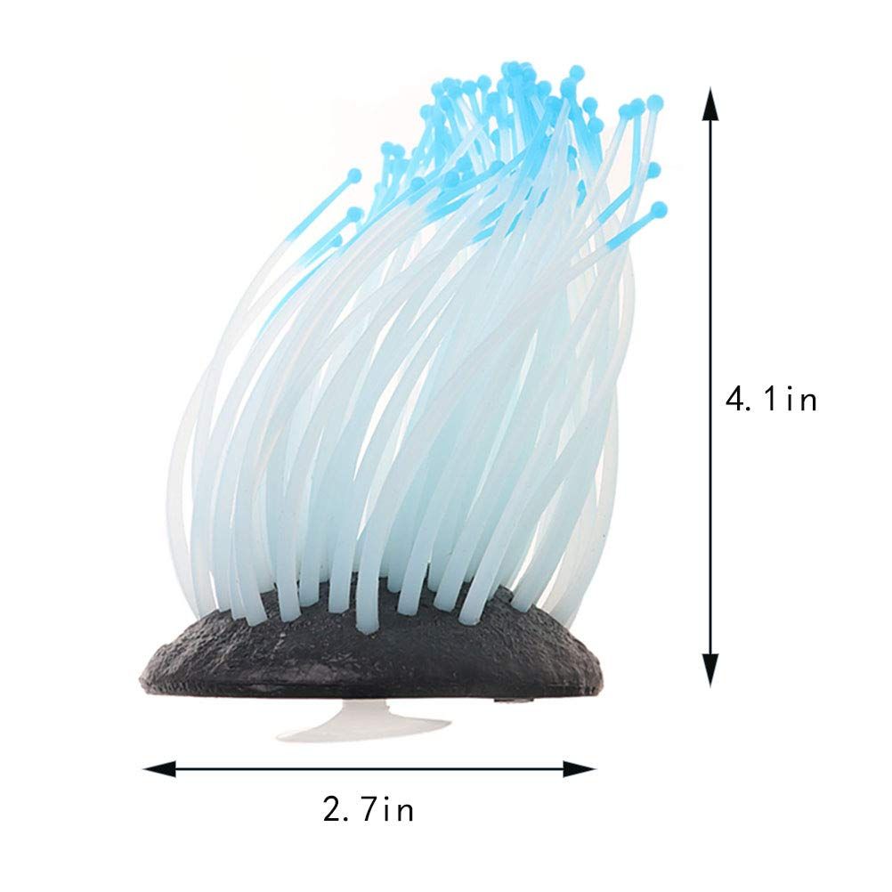 2 PCS Artificial Soft Sea Anemone Coral Plant for Aquarium Fish Tank Decoration Silicone Aquarium Ornament, Blue,Purple